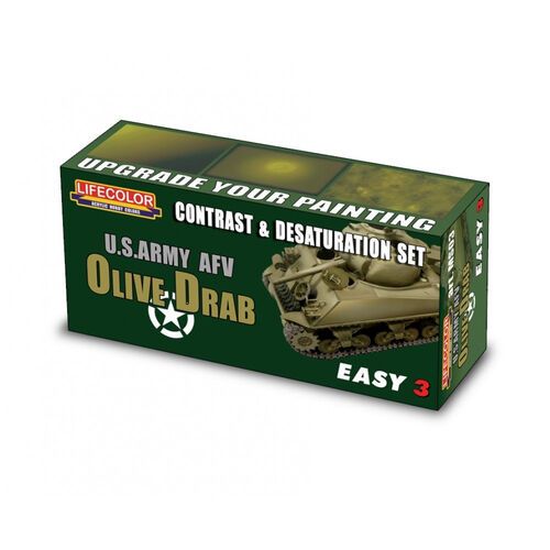 MS03 - Olive Drab: US Army AFV Olive Drab contrast and desaturation Set