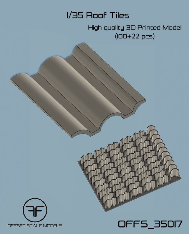 1:35 Roof Tiles 3D printed - 100 + 22 pcs
