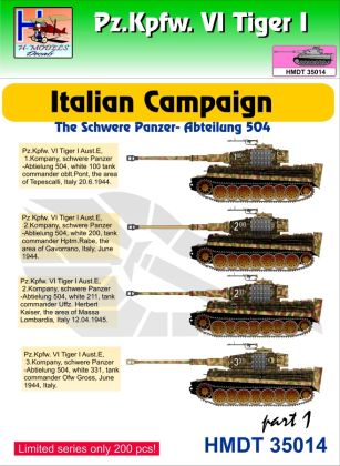 1:35 Decals Pz.Kpfw.VI Tiger I Italian Camp. Pt.1