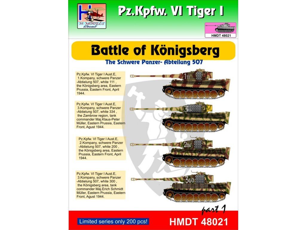 1:48 Decals Pz.Kpfw.VI Tiger I Battle Königsberg 1