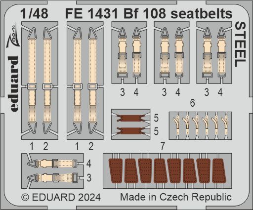 1:48 Messerschmitt Bf-108B seatbelts STEEL