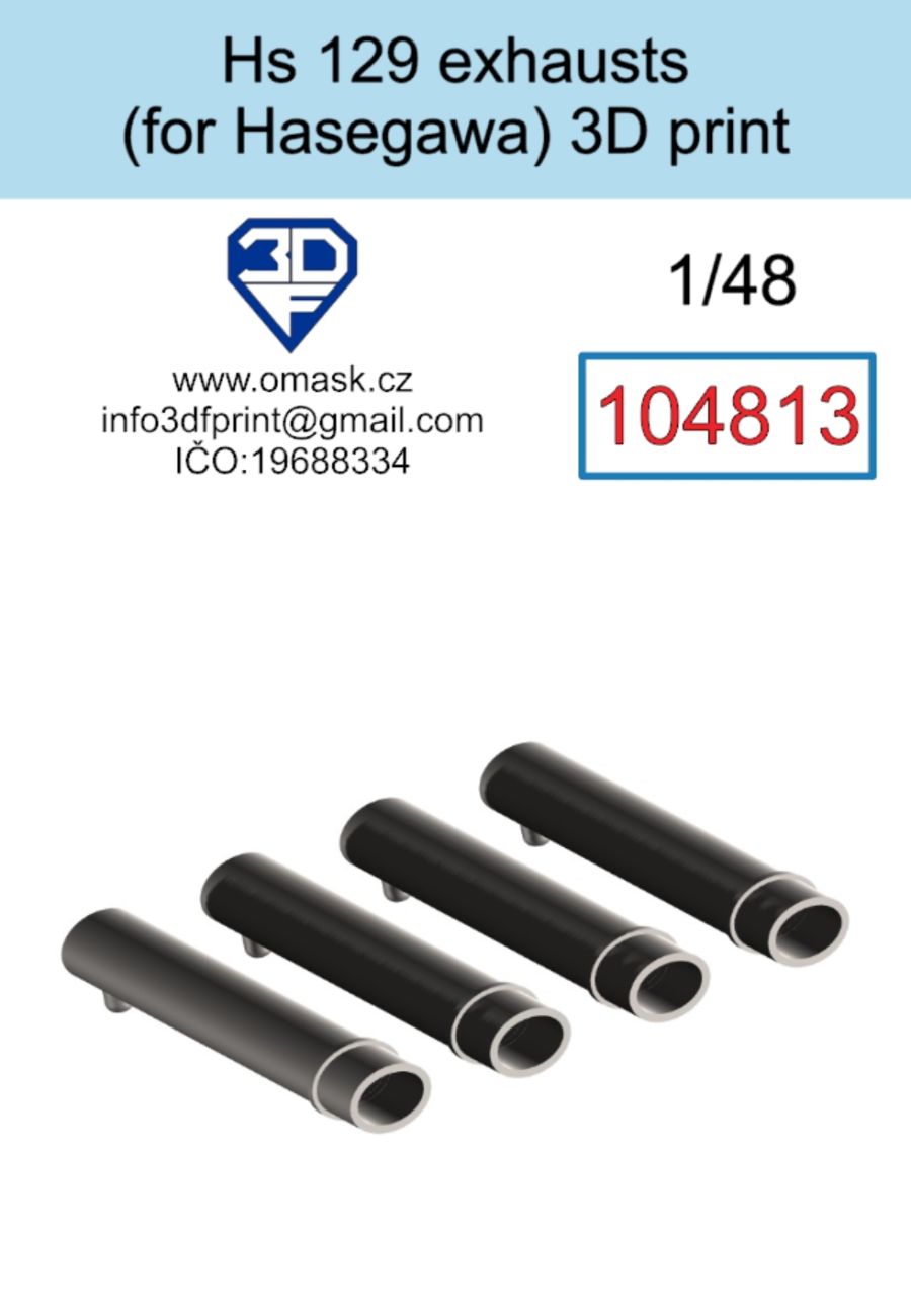 1:48 Hs 129 Exhausts (for Hasegawa/Hobby 2000) 3D print