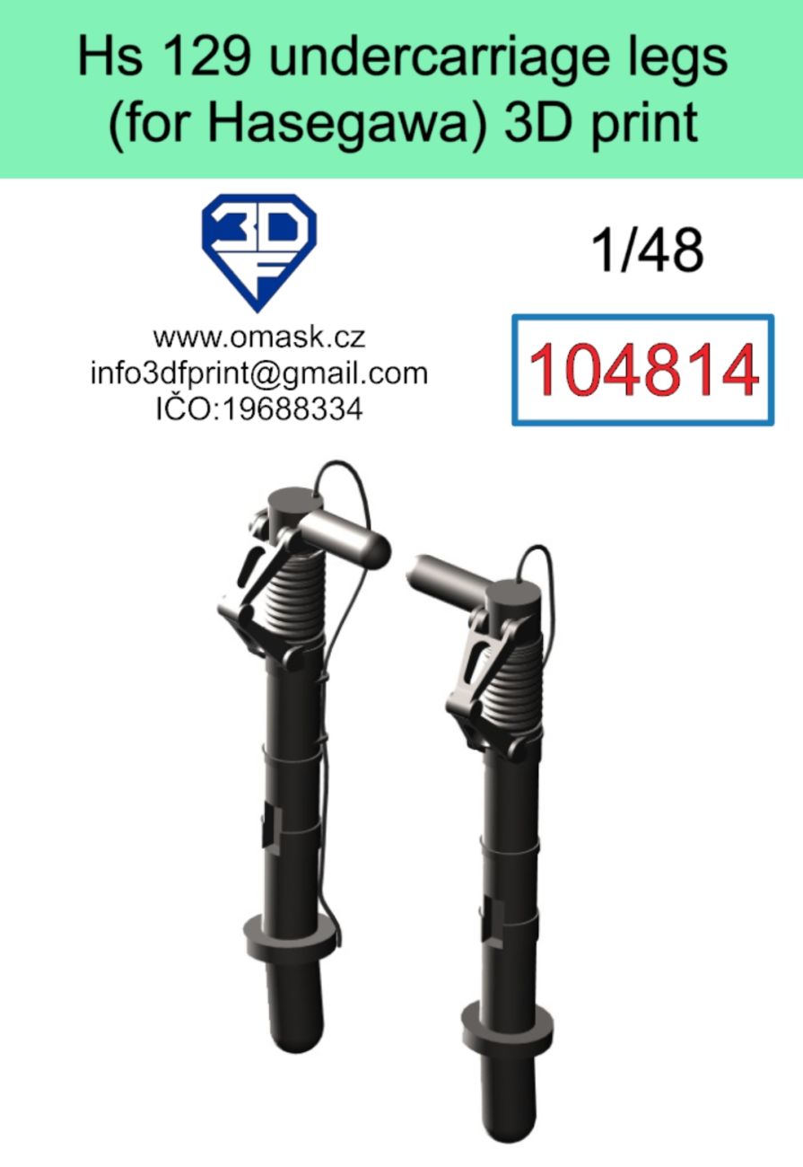 1:48 Hs 129 undercarriage legs (for Hasegawa/Hobby 2000) 3D print