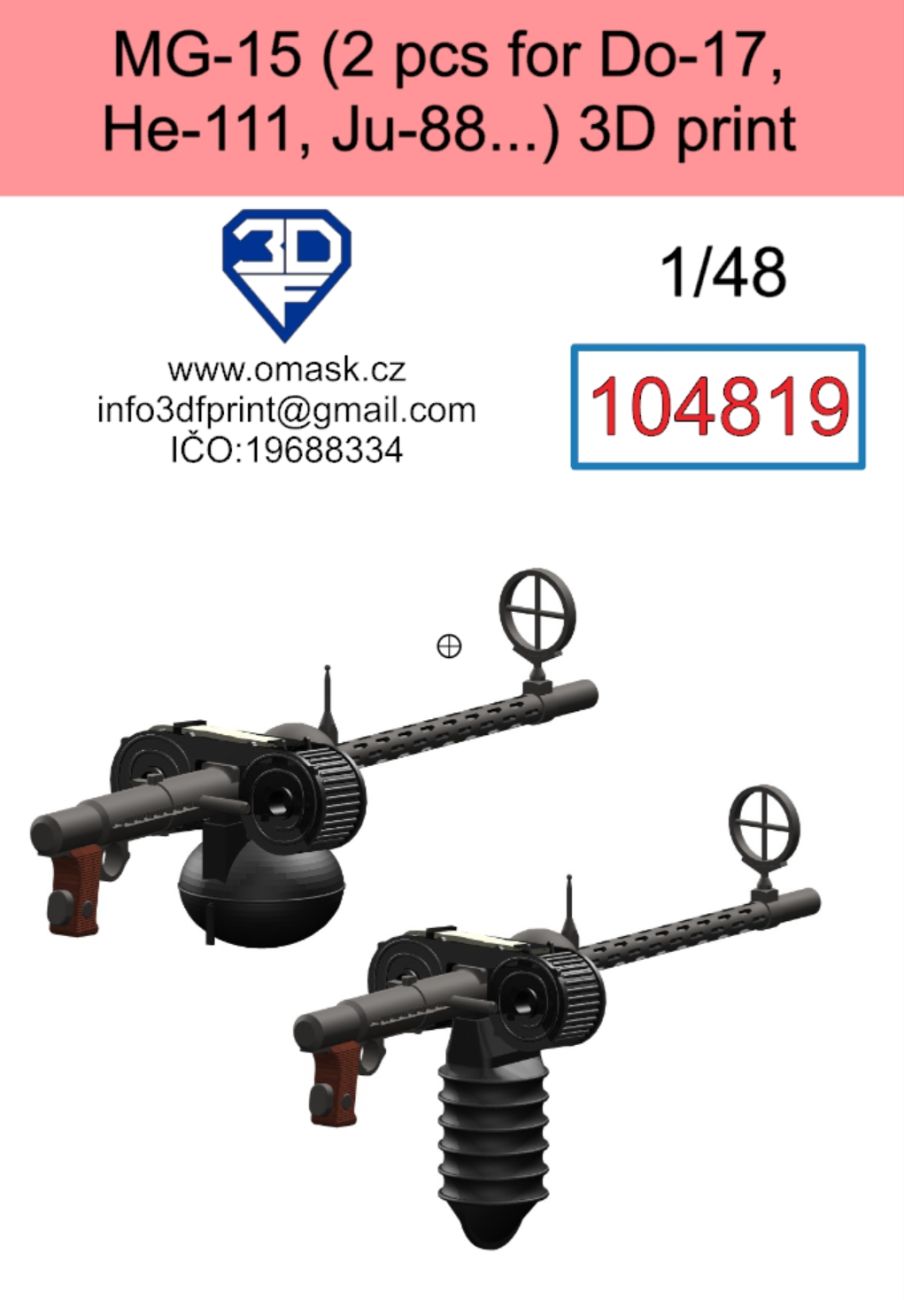 1:48 MG-15 (2 pcs for Do-17, He-111, Ju-88...) 3D print