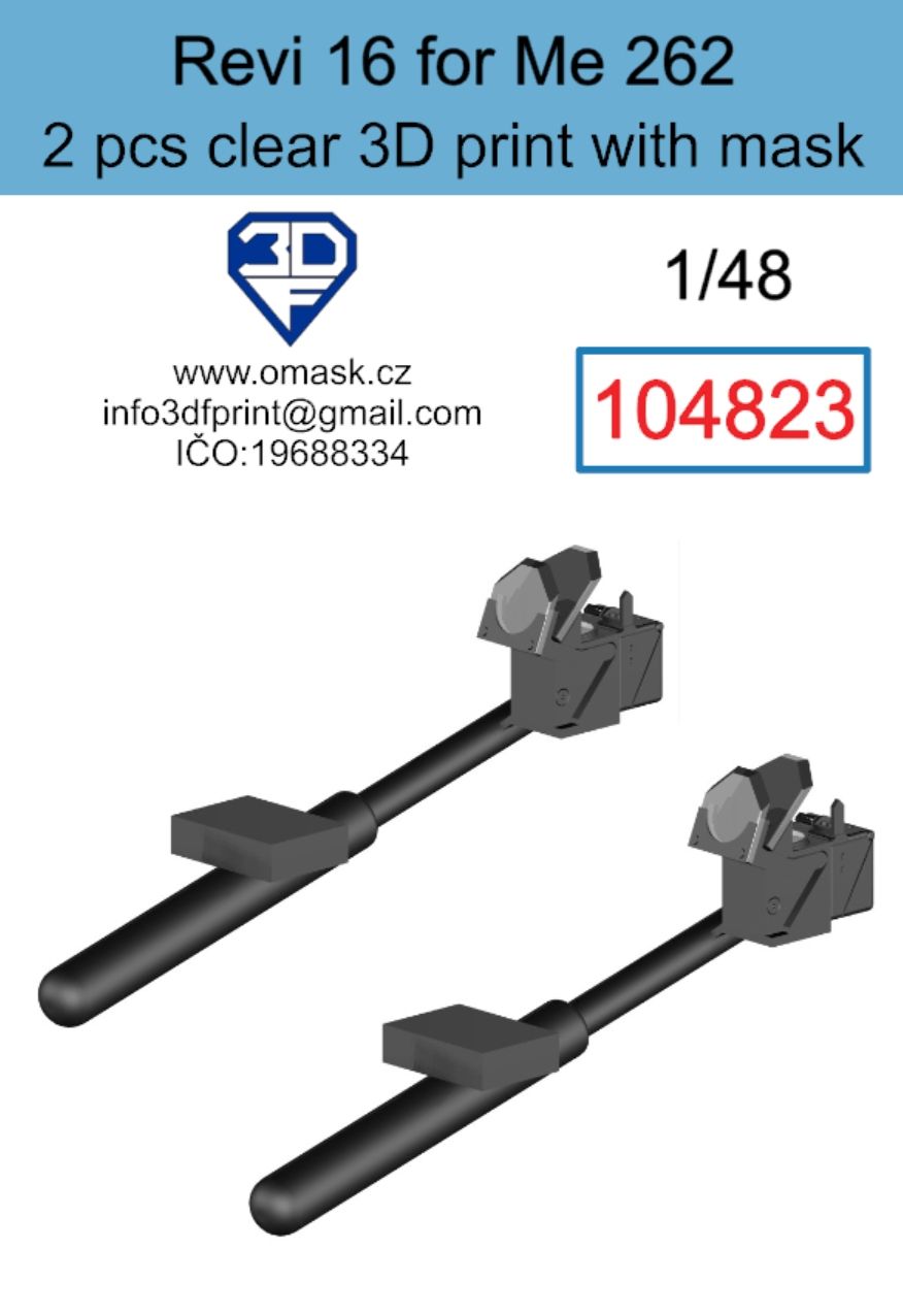 1:48 Revi 16 for Me 262 clear 3D print (2 pcs)