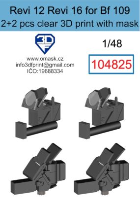1:48 Revi 12 + Revi 16 for Bf 109 clear 3D print (2+2 pcs)