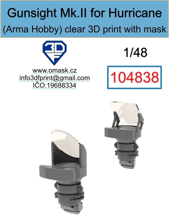 1:48 Gunsight Mk.II for Hurricane clear 3D print (for Arma Hobby)