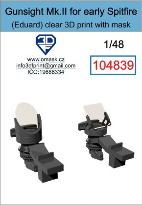 1:48 Gunsight Mk.II for early Spitfire clear 3D print (for Eduard)