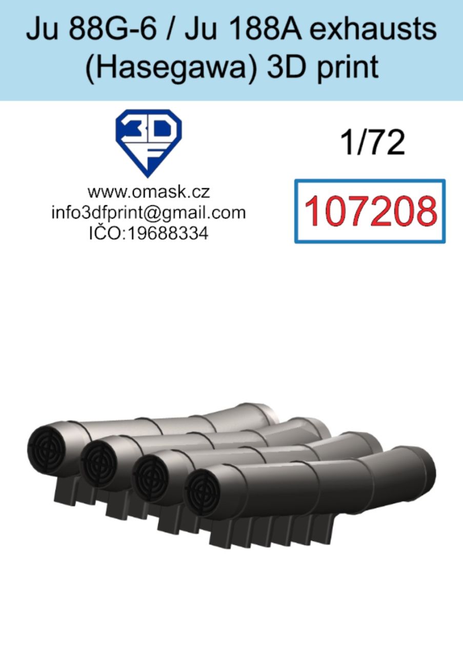 1:72 Ju 88G-6 / Ju 188A exhausts (Hasegawa) 3D print