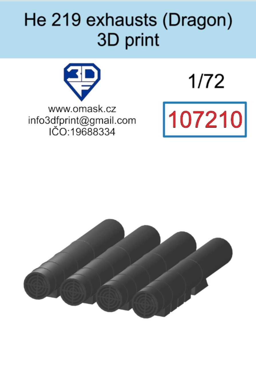 1:72 He 219 exhausts (Dragon) 3D print