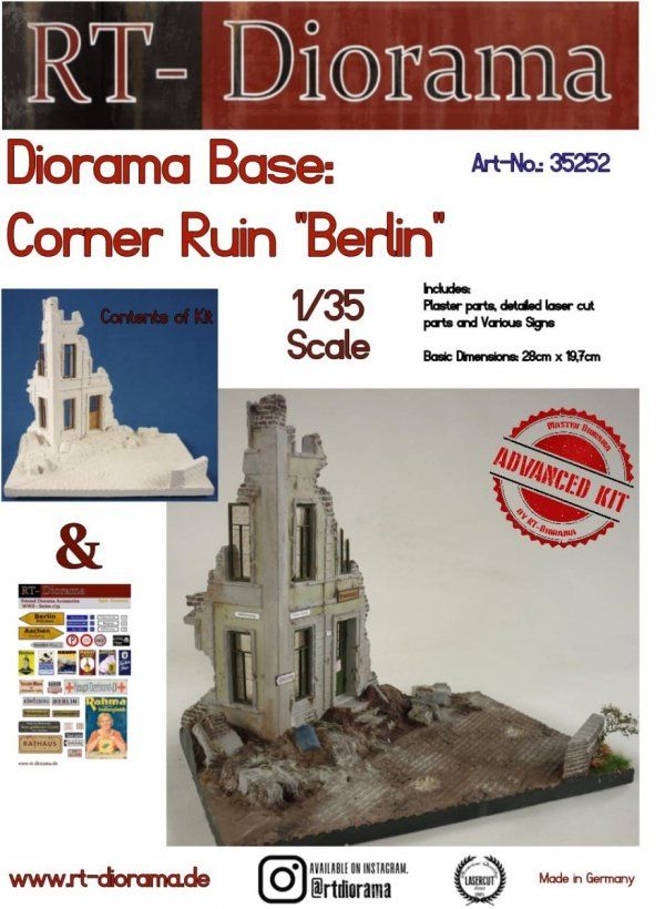 1:35 Diorama-Base: Corner Ruin Berlin