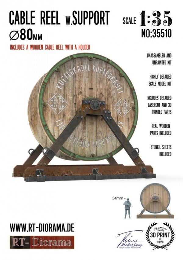 1:35 Cable Reel w. Support Ø80mm