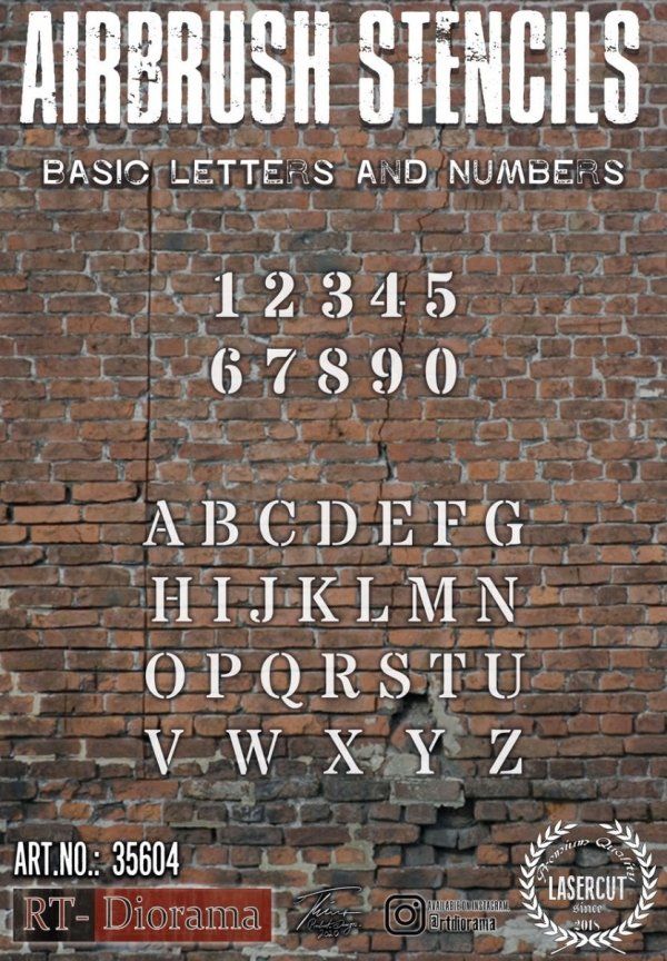 1:35 Airbrush Stencil: Basic letters and numbers