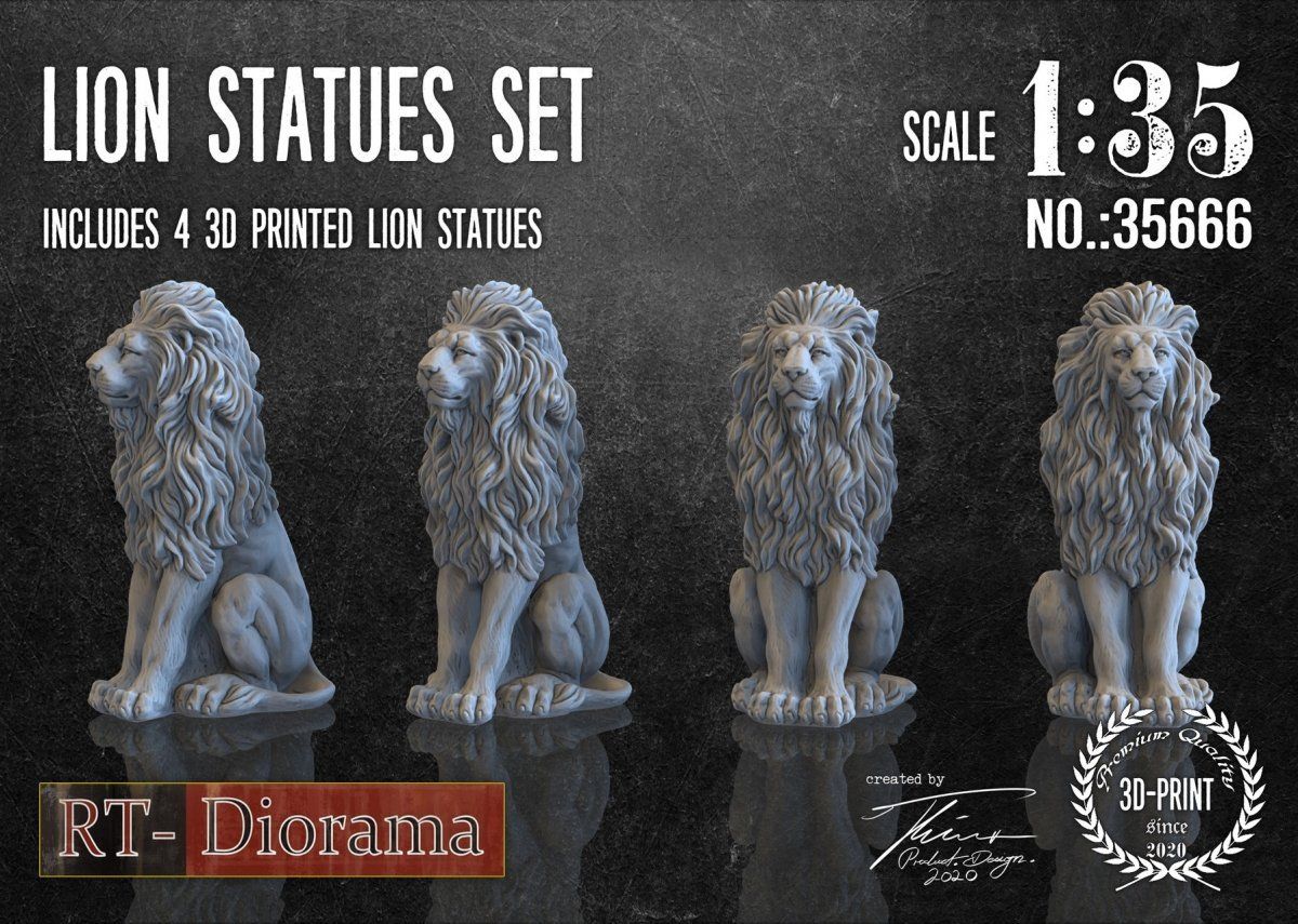 1:35 Lion Statues Set (4pcs.)