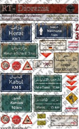 1:35 Printed Accessories: Afgahnian road signs Set No.2
