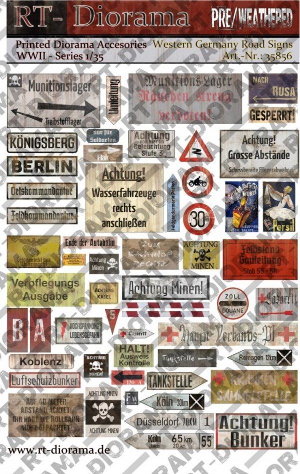 1:35 Printed Accessories: Road Signs Western Germany