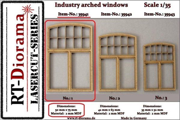 1:35 Industry arched windows No.: 1 (3 pcs)