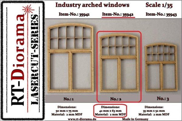 1:35 Industry arched windows No.: 2 (3 pcs)