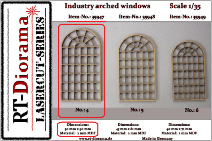 1:35 Industry arched windows No.: 4 (3 pcs)