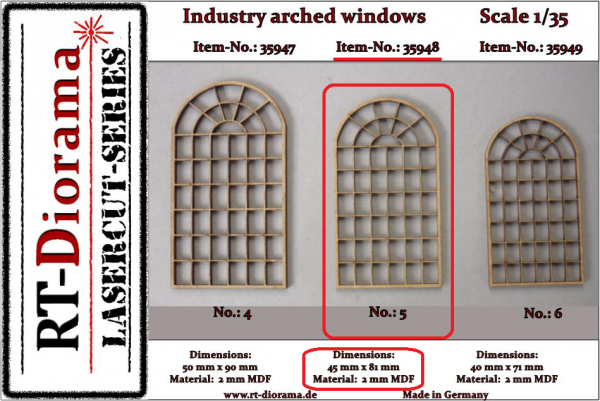 1:35 Industry arched windows No.: 5 (3 pcs)