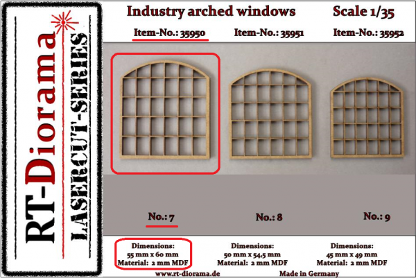 1:35 Industry arched windows No.: 7 (3 pcs)