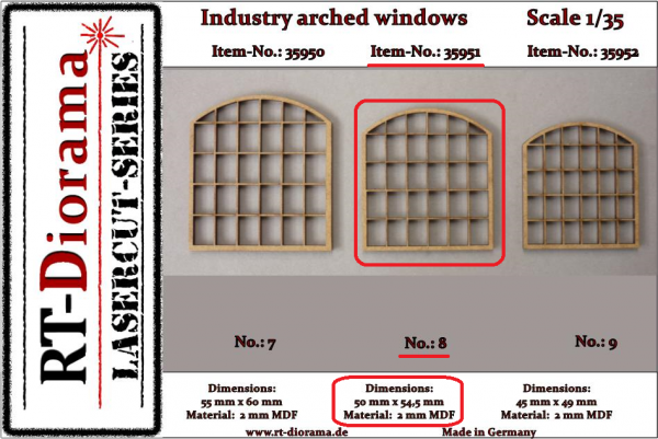 1:35 Industry arched windows No.: 8 (3 pcs)