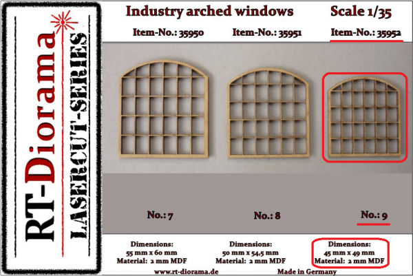 1:35 Industry arched windows No.: 9 (3 pcs)