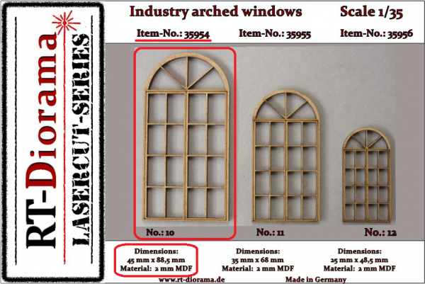1:35 Industry arched windows No.: 10 (3 pcs)