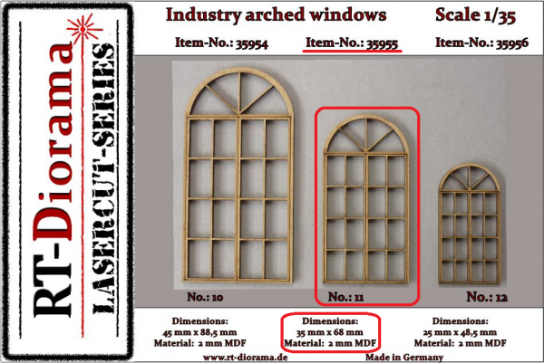 1:35 Industry arched windows No.: 11 (3 pcs)