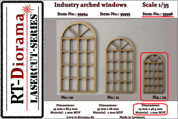 1:35 Industry arched windows No.: 12 (3 pcs)