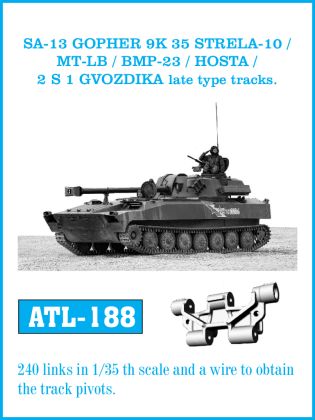 1:35 SA-13 GOPHER 9K 35 STRELA 10 / MT-LB / BMP23 / HOSTA / 2 S 1 GVODZIKA late type tracks.