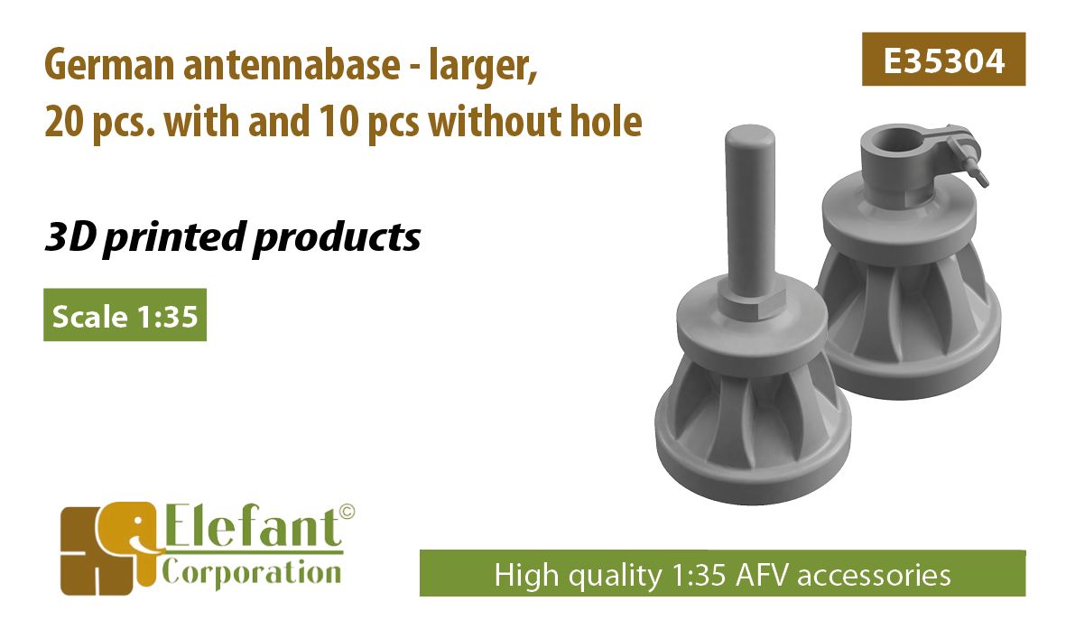 1:35 German antennabase - larger, 20 pcs. with and 10 pcs without hole