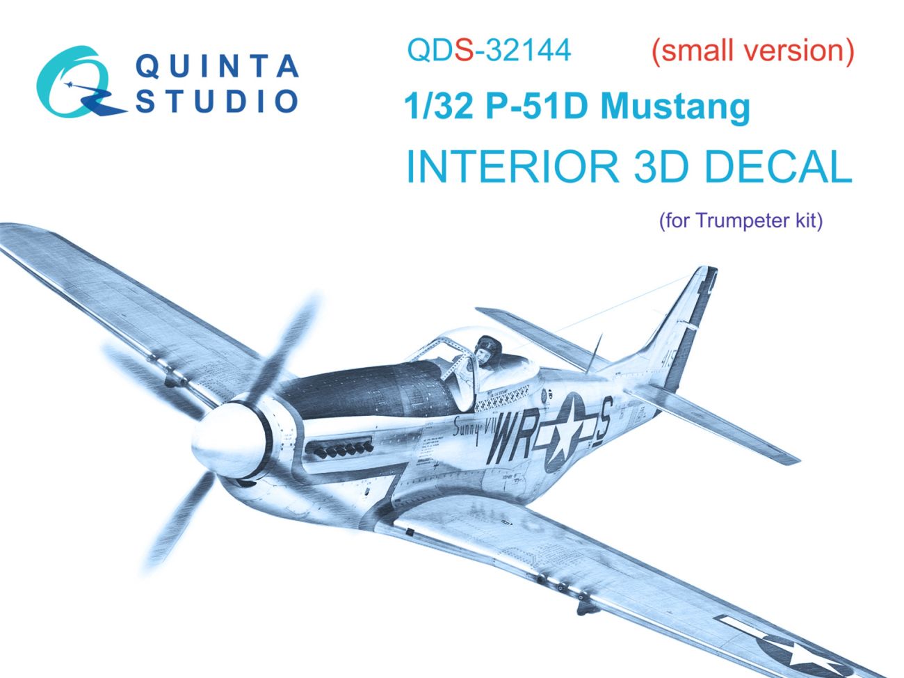 1:32 P-51D Mustang 3D-Printed & coloured Interior on decal paper (Trumpeter) (Small version)
