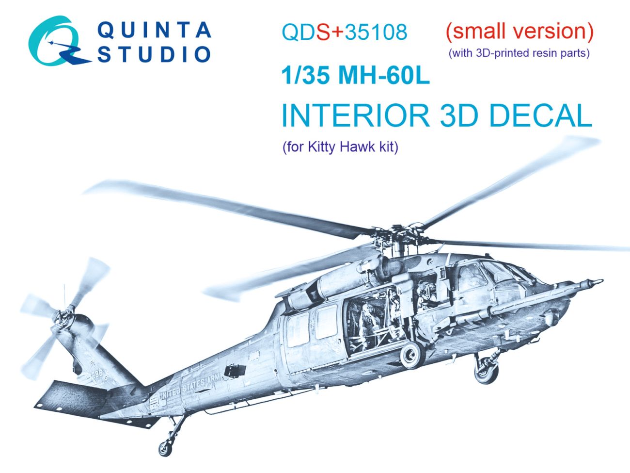 1:35 MH-60L 3D-Printed & coloured Interior on decal paper (KittyHawk) (Small version) (with 3D-printed resin parts)