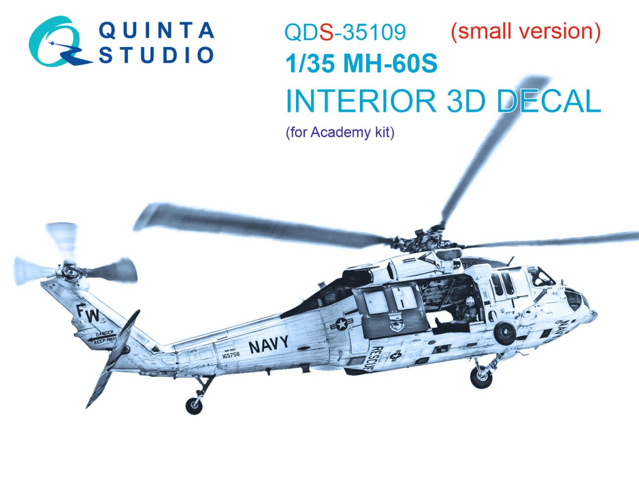 1:35 MH-60S 3D-Printed & coloured Interior on decal paper (Academy) (Small version)