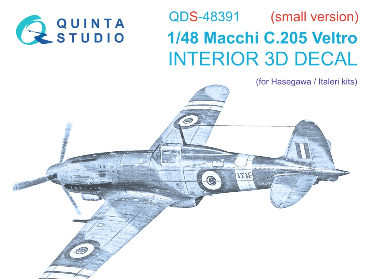 1:48 Macchi C.205 Veltro 3D-Printed & coloured Interior on decal paper (Hasegawa/Italeri) (Small version)