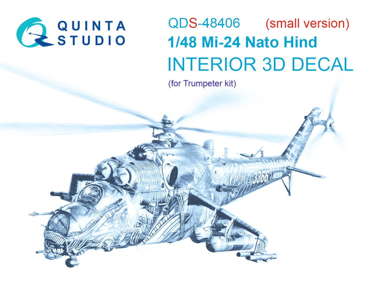 1:48 Mi-24 Nato Hind 3D-Printed & coloured Interior on decal paper (Trumpeter)(Small version)