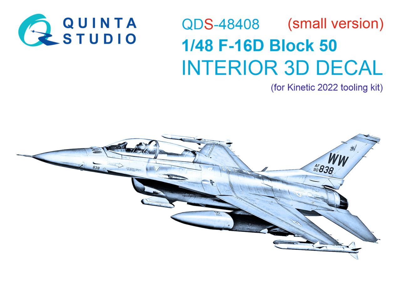 1:48 F-16D block 50 3D-Printed & coloured Interior on decal paper (Kinetic 2022 tool) (Small version)
