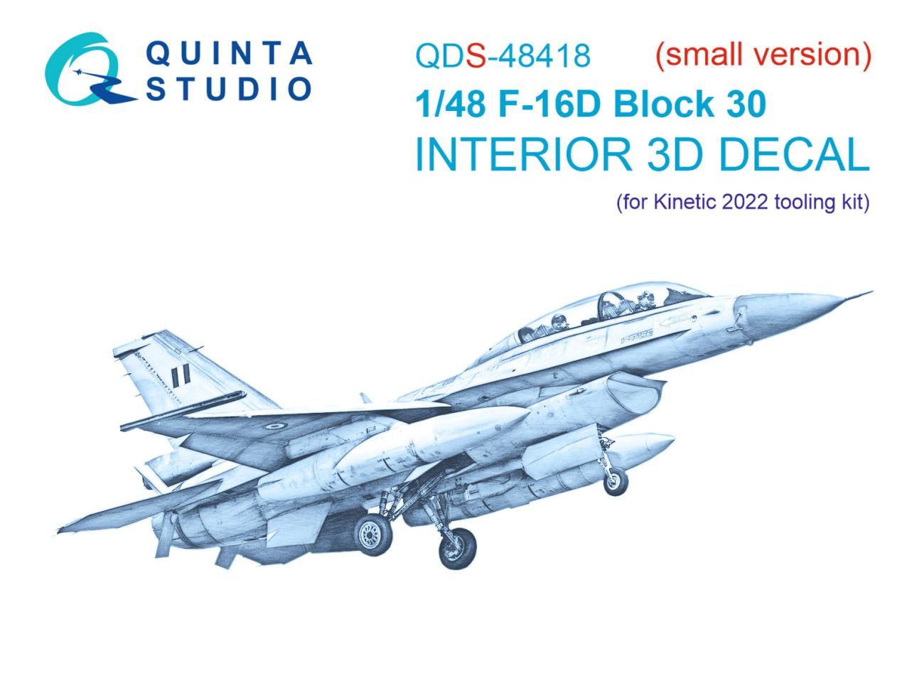 1:48 F-16D block 30 3D-Printed & coloured Interior on decal paper (Kinetic 2022 tool) (Small version)