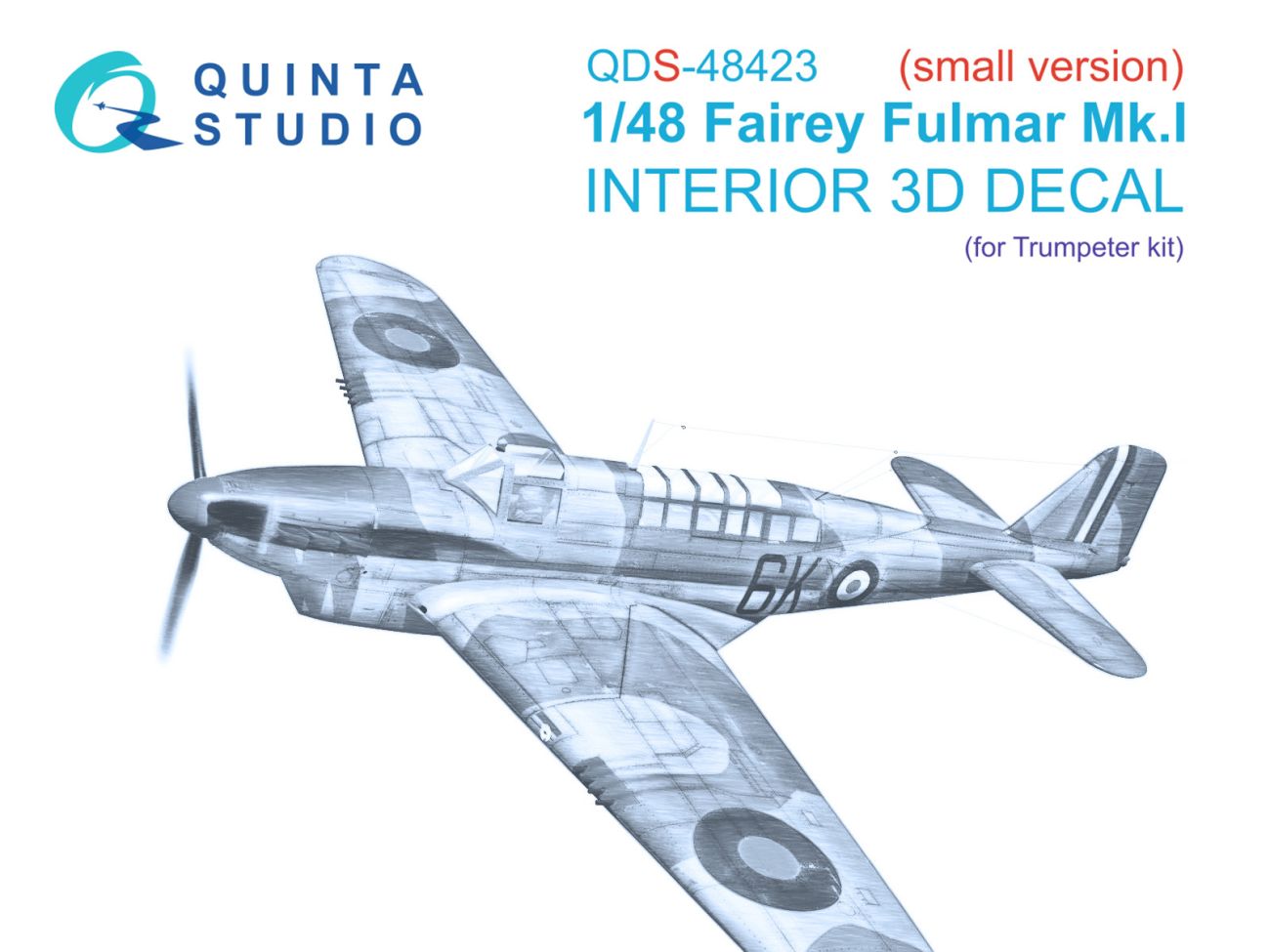 1:48 Fairey Fulmar Mk.I 3D-Printed & coloured Interior on decal paper (Trumpeter) (Small version)