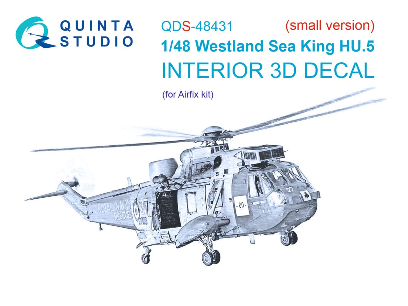 1:48 Westland Sea King HU.5 3D-Printed & coloured Interior on decal paper (Airfix) (Small version)