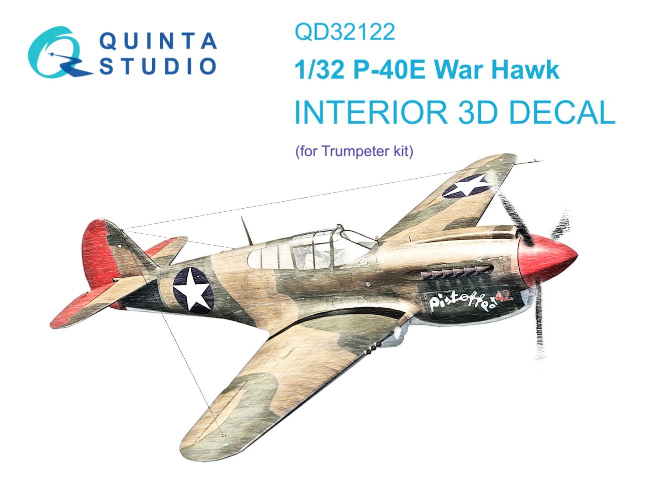 1:32 P-40E War Hawk 3D-Printed & coloured Interior on decal paper (Trumpeter)