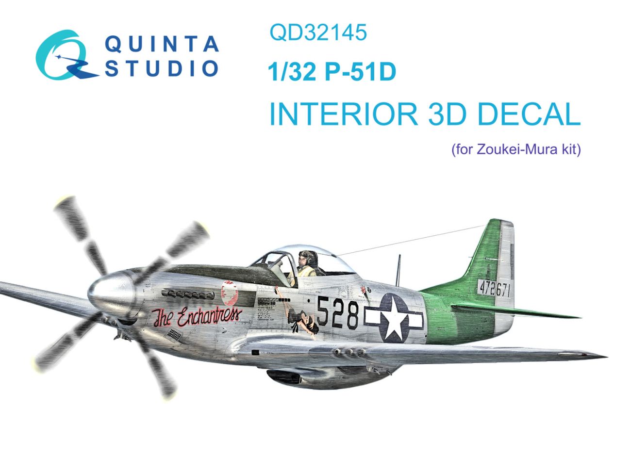 1:32 P-51D Mustang 3D-Printed & coloured Interior on decal paper (Zoukei-Mura SWS)