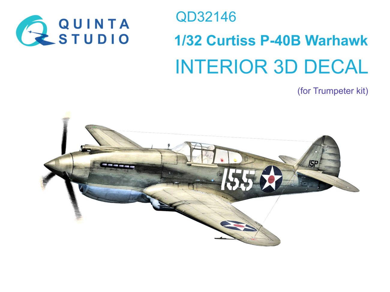 1:32 P-40B Warhawk 3D-Printed & coloured Interior on decal paper (Trumpeter)