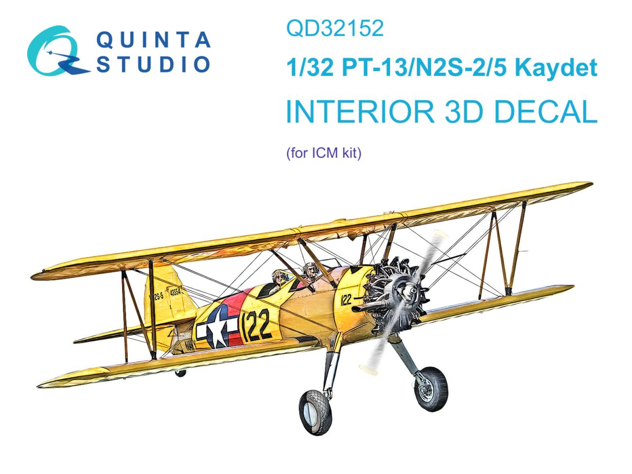 1:32 PT-13/N2S-2/5 Kaydet 3D-Printed & coloured Interior on decal paper (ICM)