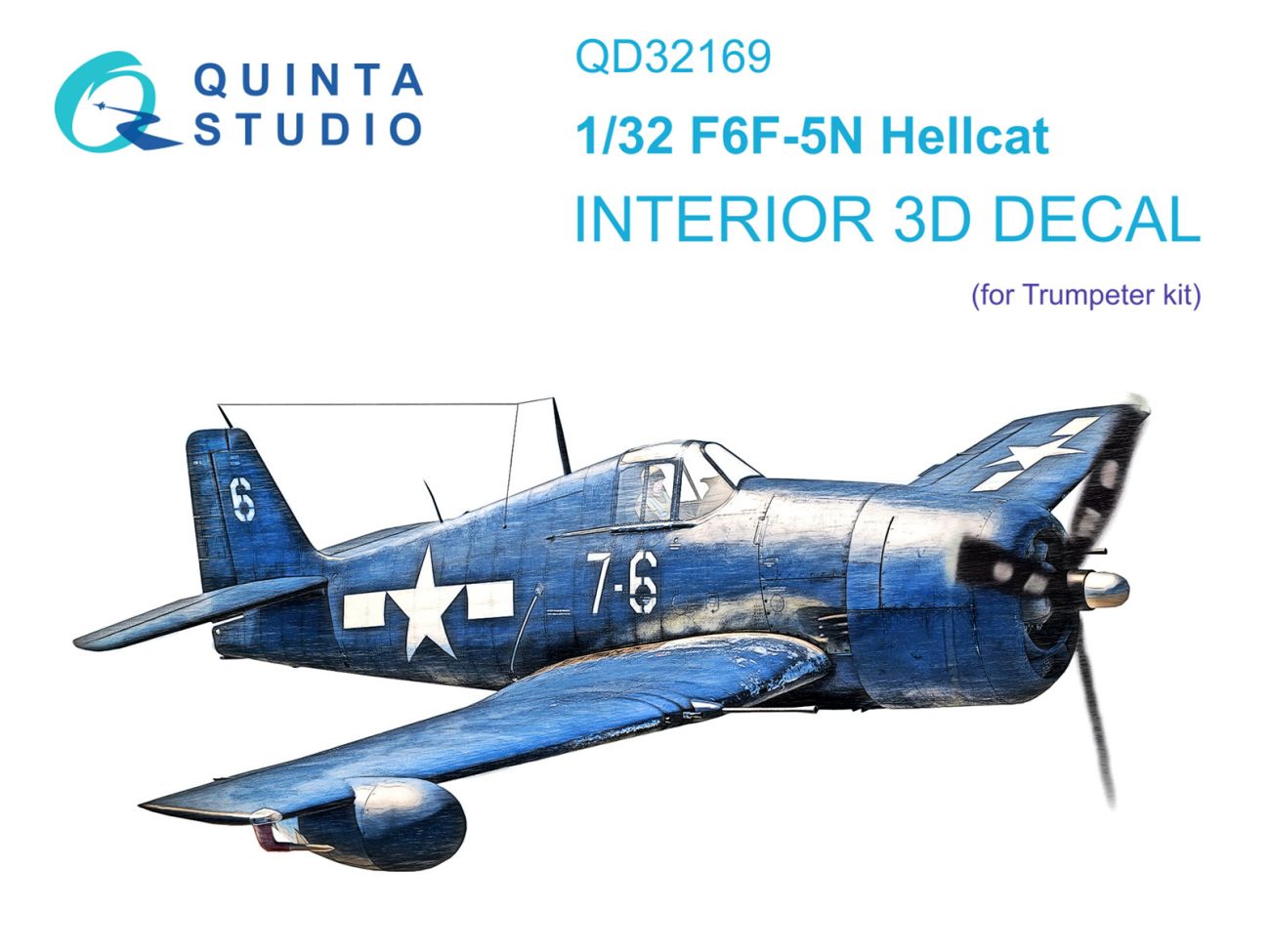 1:32 F6F-5N Hellcat 3D-Printed & coloured Interior on decal paper (Trumpeter)