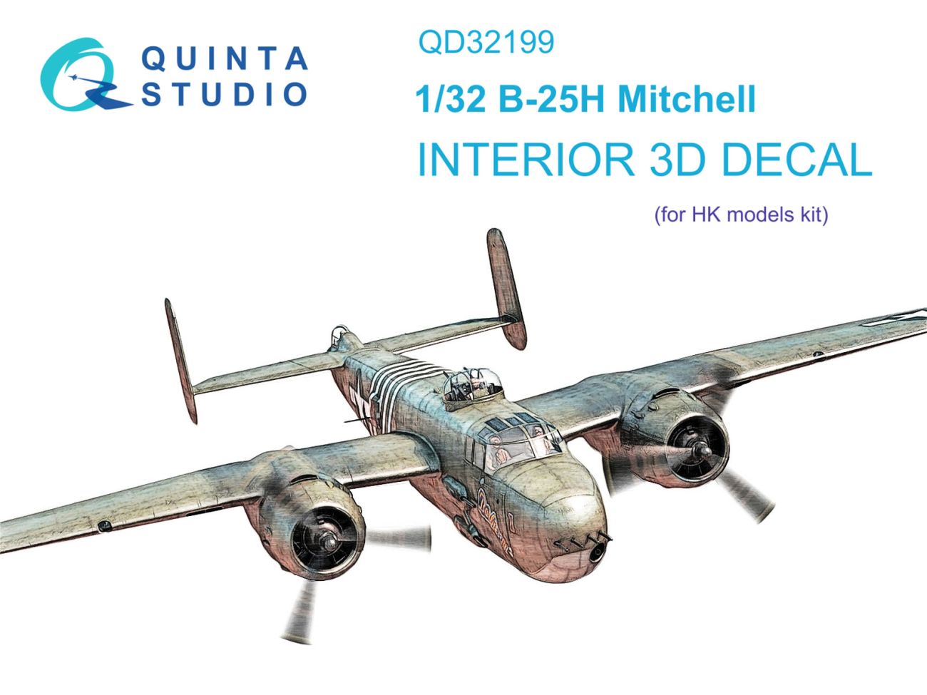 1:32 B-25H Mitchell 3D-Printed & coloured Interior on decal paper (HK models)