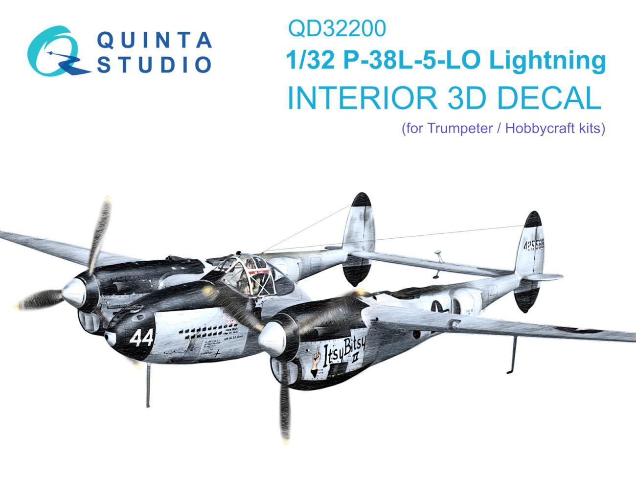 1:32 P-38L-5-LO Lightning 3D-Printed & coloured Interior on decal paper (Trumpeter/Hobbycraft)