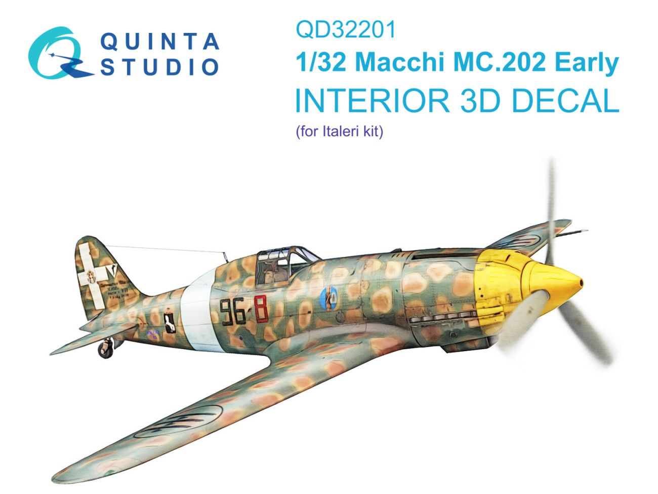 1:32 Macchi MC.202 Folgore Early 3D-Printed & coloured Interior on decal paper (Italeri)