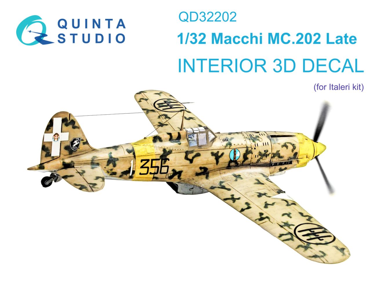 1:32 Macchi MC.202 Folgore Late 3D-Printed & coloured Interior on decal paper (Italeri)